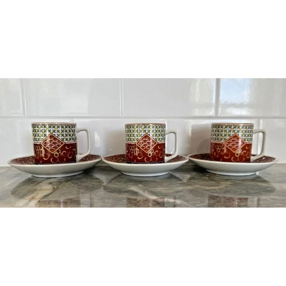 Williams Sonoma Espresso Demitasse‎ Cups & Saucers Set of 3 Made in Japan New